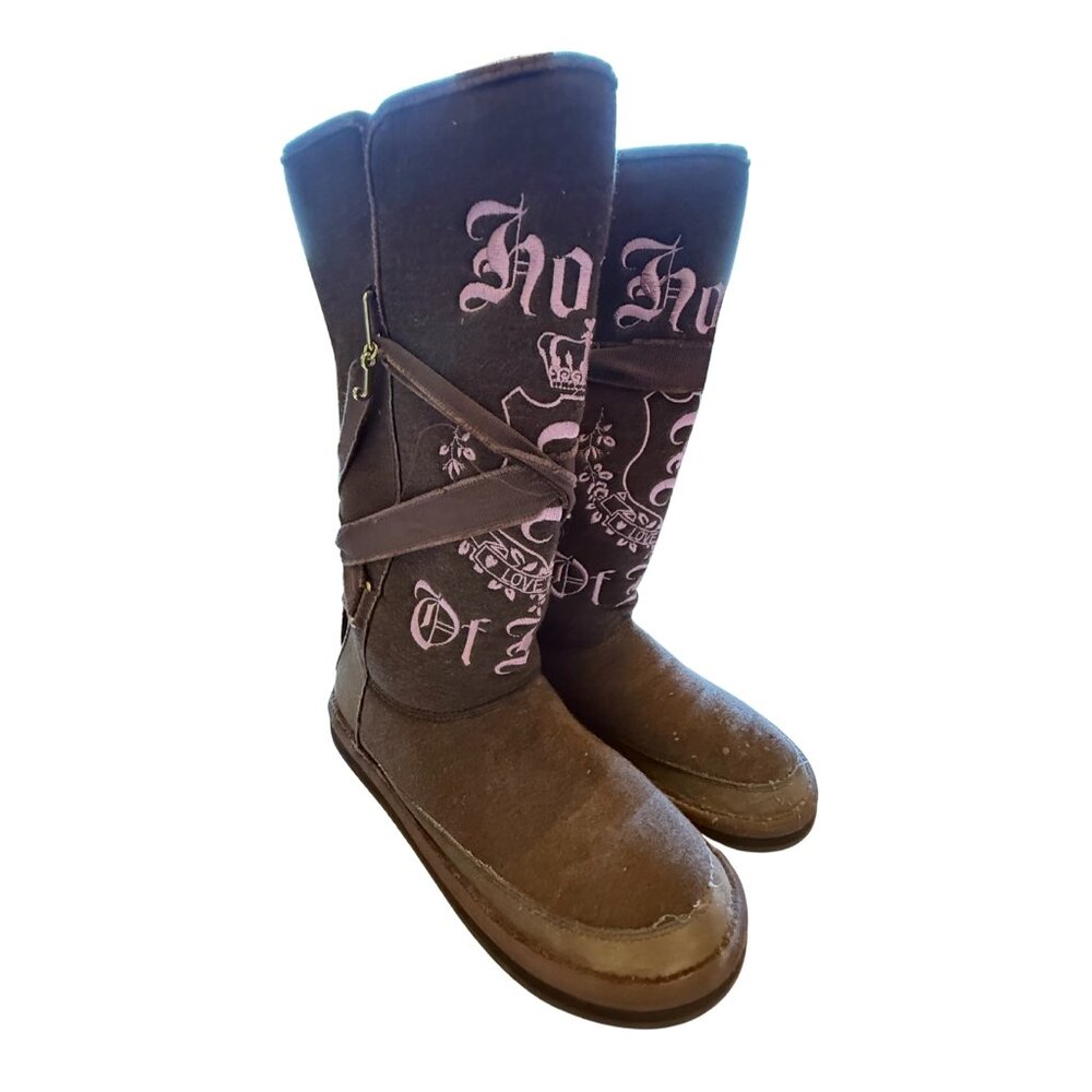 Vintage Juicy Couture Brown & Pink Boots, Size 8